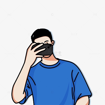 男生自拍头像手绘人物插画