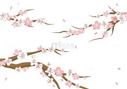 春天春季花朵花枝樱花桃花花瓣飘落