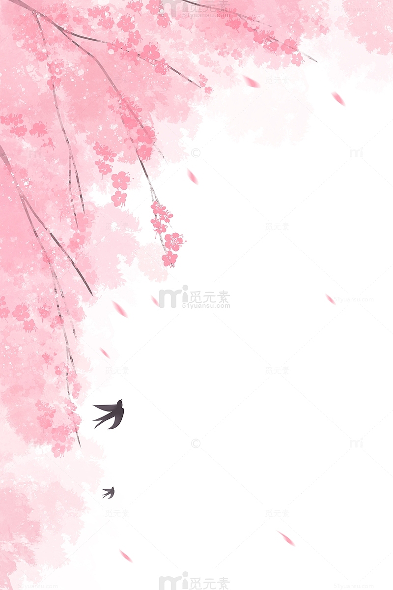 粉色春天桃花樱花竖版海报边框