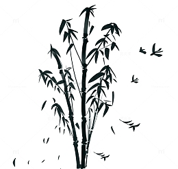 清明水墨竹子燕子