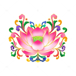 手绘古风国潮莲花花纹花边图案