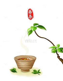 手绘春茶元素
