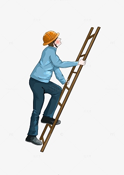五一劳动节工人爬梯子元素