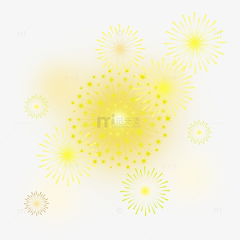 黄色烟花庆祝装饰元素