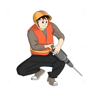 蹲姿打孔建筑劳动工人psdpng卡通手绘小男孩拉弓射箭psdpng健身教练