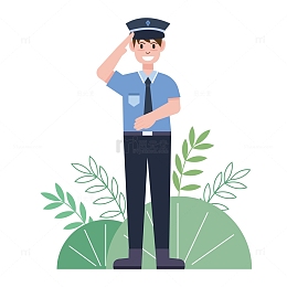 卡通扁平警察元素
