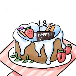 手绘卡通蛋糕插画元素