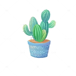卡通手绘仙人掌植物多肉家居室内场景元素