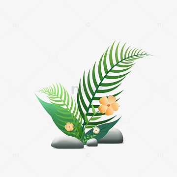 春天植物花草装饰元素插画