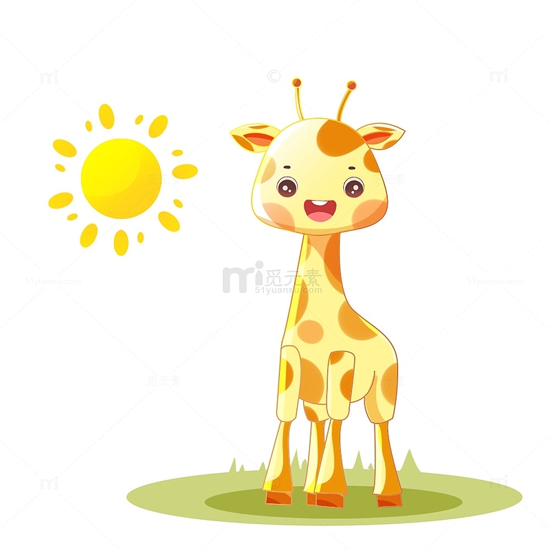 卡通可爱动物长颈鹿元素