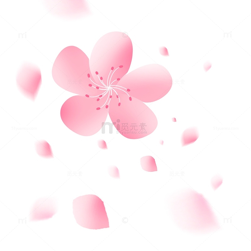 春天卡通唯美浪漫粉色花朵樱花元素