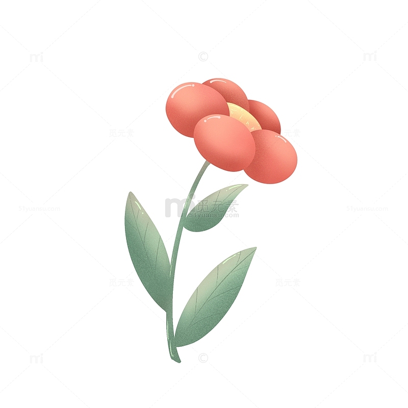 手绘卡通立体春天粉色花朵植物噪点元素