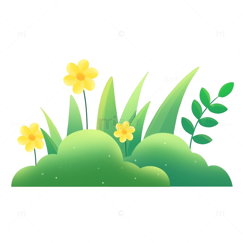 绿色小清新春季植物绿叶草坪元素