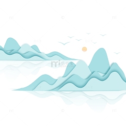 中国风山川剪纸山元素