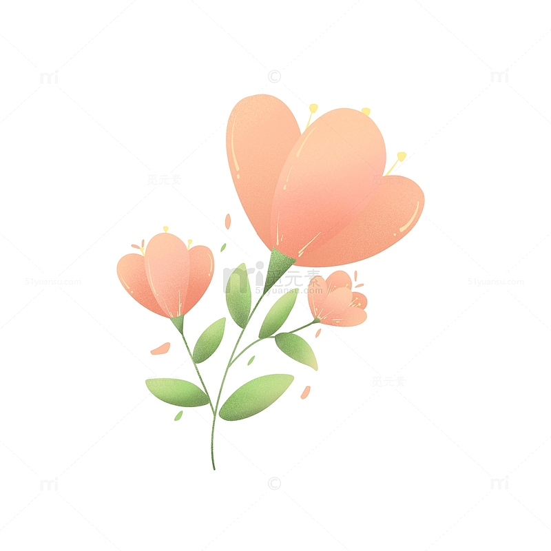 手绘小清新春天卡通花朵绿植元素