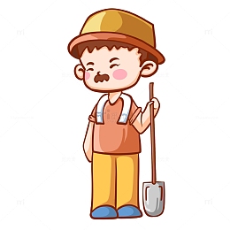 五一劳动节农民种地劳作手绘插画人物卡通