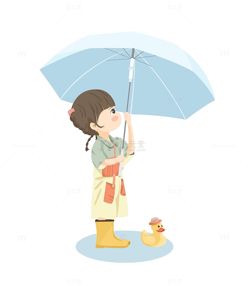 谷雨季节打伞的小女孩