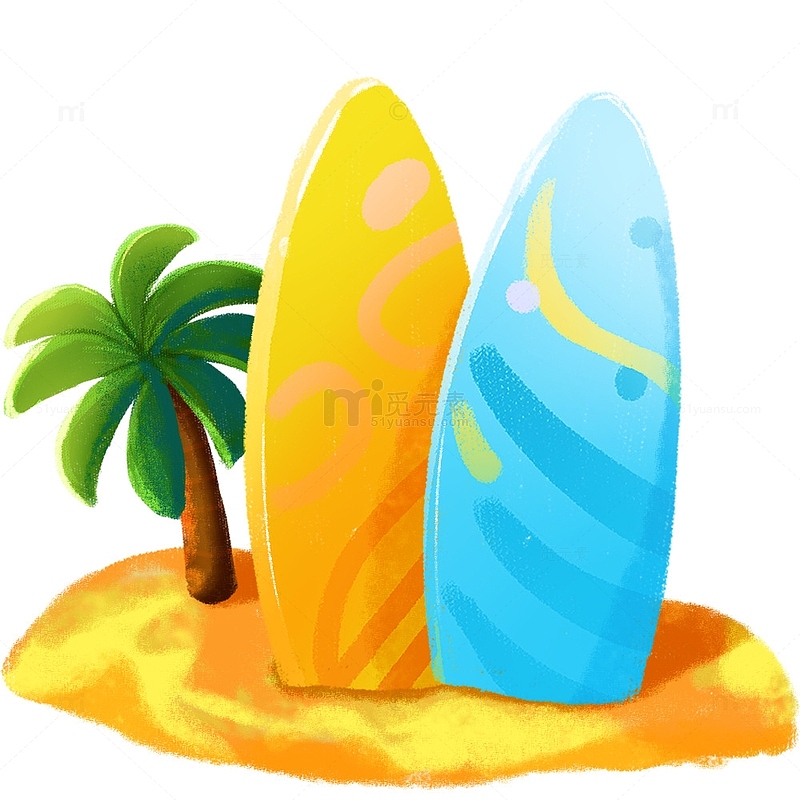夏日沙滩冲浪板