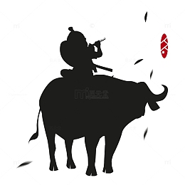 清明节牧童放牧剪影