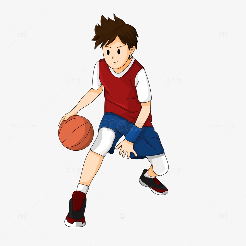 卡通打篮球的篮球运动员素材