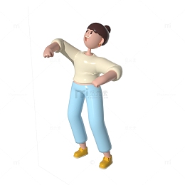 3D立体青年节欢呼呐喊人物