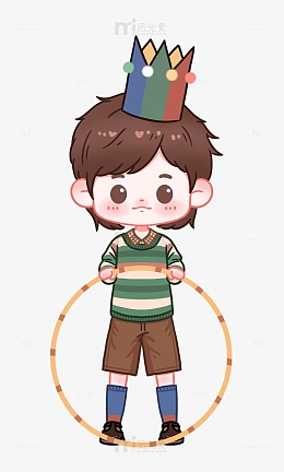 可爱q版男孩全身