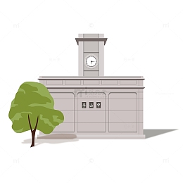 长沙扁平风地标建筑中山亭