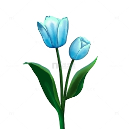 手绘蓝色郁金香花卉