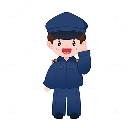 劳动节警察敬礼五一元素