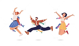 五四青年节青春活力欢呼跳跃