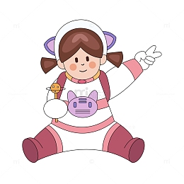 卡通宇航员太空插画元素