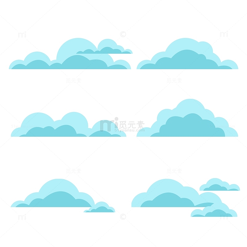 卡通蓝色漂浮蓝色云朵元素