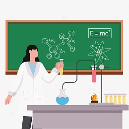 矢量人物化学老师上课黑板做实验