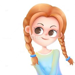 可爱的扎马尾女孩