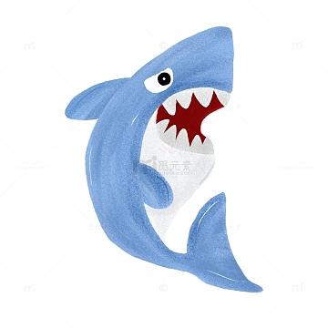 手绘插画风鲨鱼素材