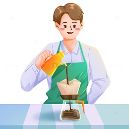 咖啡师过滤咖啡制作拿铁