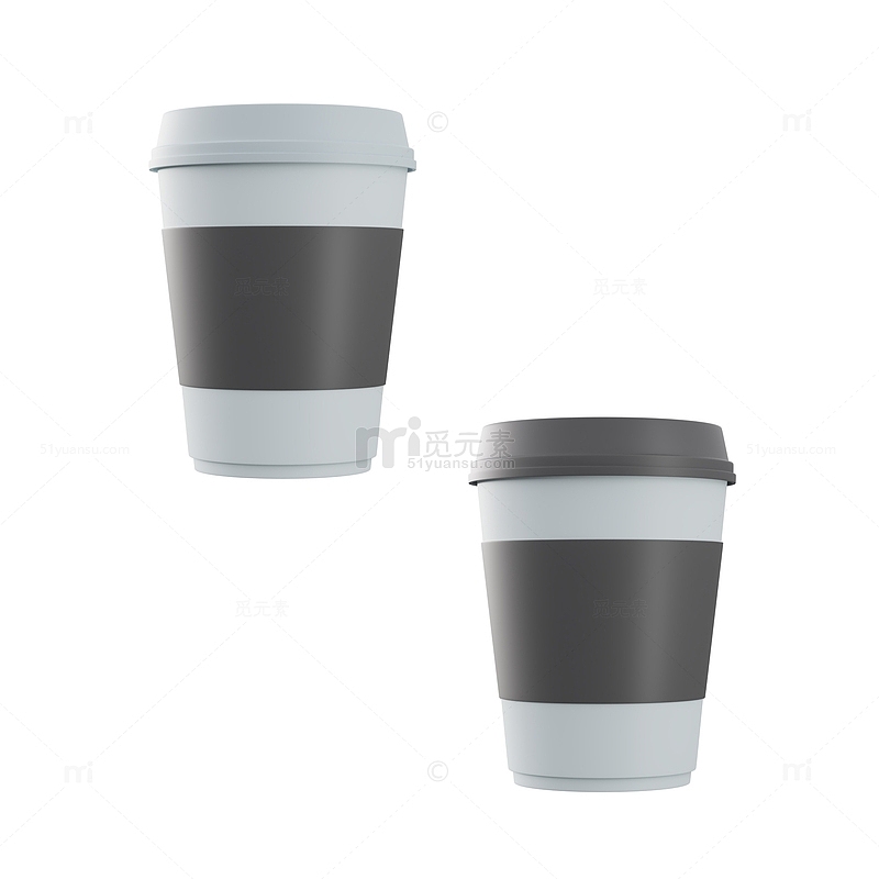3D简约奶茶杯咖啡杯纸杯