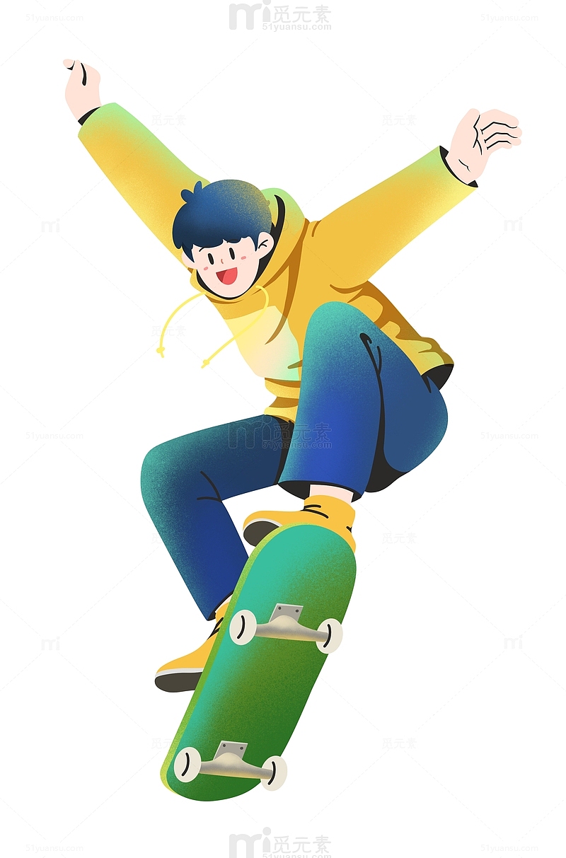 青年节扁平滑板少年人物卡通元素