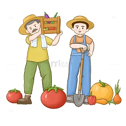 劳动节农民人物元素