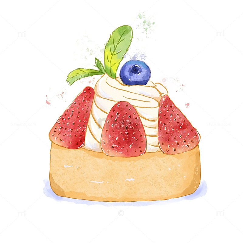 蛋糕草莓蛋糕奶油蛋糕蓝莓蛋糕手绘蛋糕
