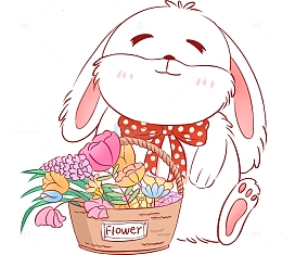 卡通花篮治愈甜美可爱兔子