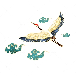 手绘仙鹤图插画