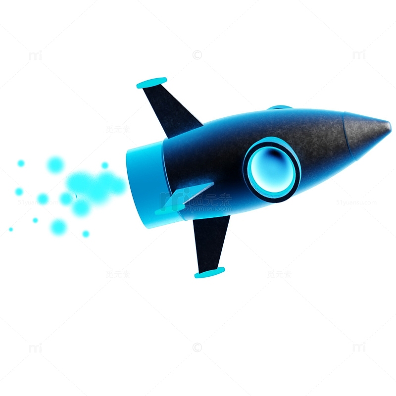 立体 飞机 蓝色 科技  火箭