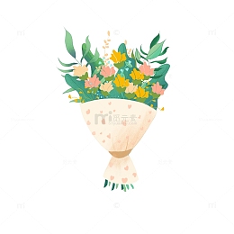 春天手绘花束清新捧花新娘婚礼郁金香母亲节