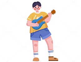庆祝青年节弹吉他男孩