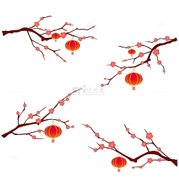 中国风梅花灯笼矢量元素