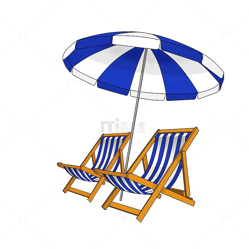 户外蓝白沙滩伞双人沙滩折叠椅