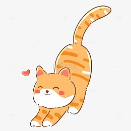 可爱卡通伸懒腰的猫咪元素