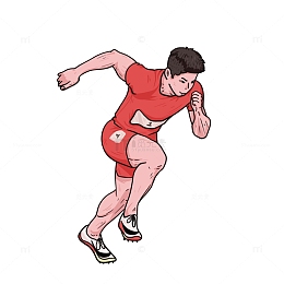 亚运动运动员长跑手绘人物图