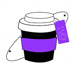 咖啡线性插画免扣